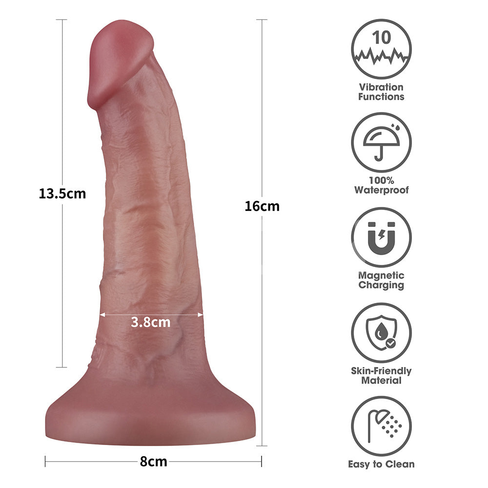 Dual Density Power Cock 6 Inch Flesh Flesh 16 Cm Usb Rechargeable Vibrating Dong
