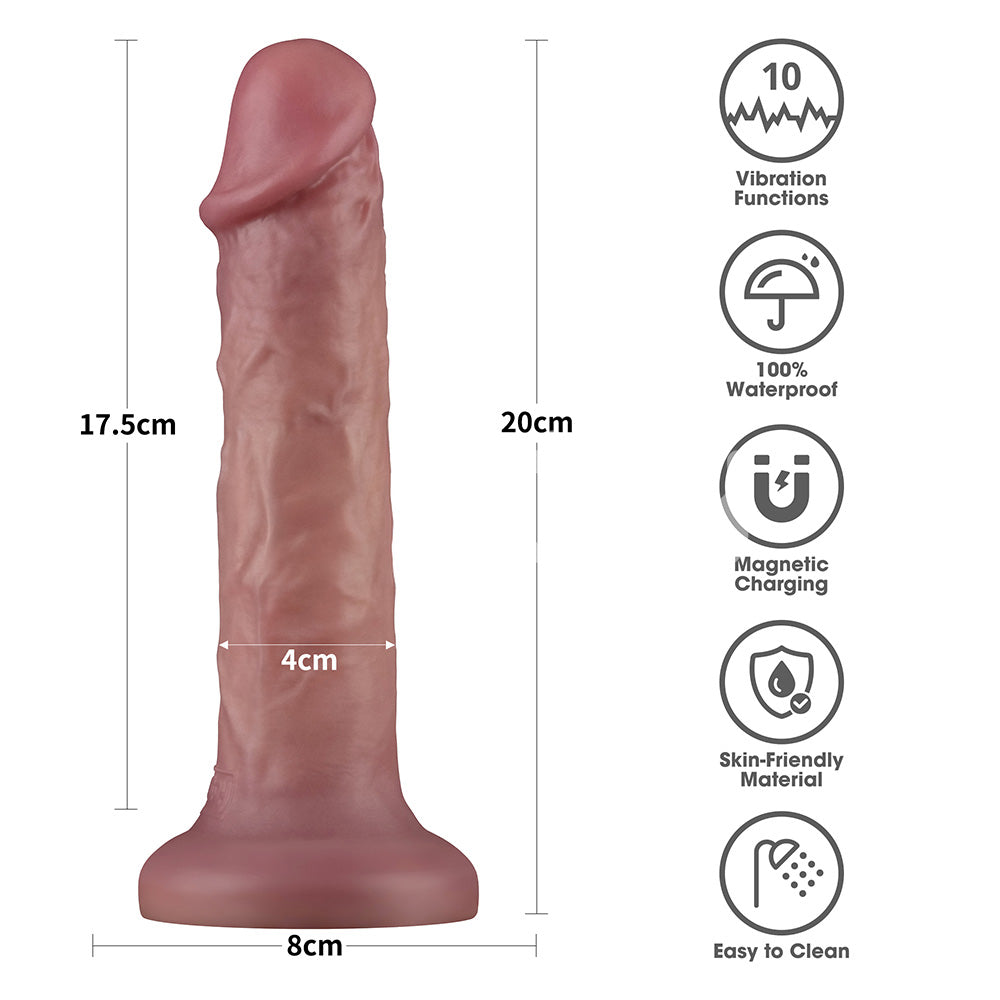 Dual Density Power Cock 8 Inch Flesh Flesh 20 Cm Usb Rechargeable Vibrating Dong
