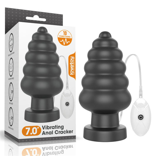 King Sized 7'' Vibrating Anal Cracker Black 17.8 Cm Xl Vibrating Butt Plug