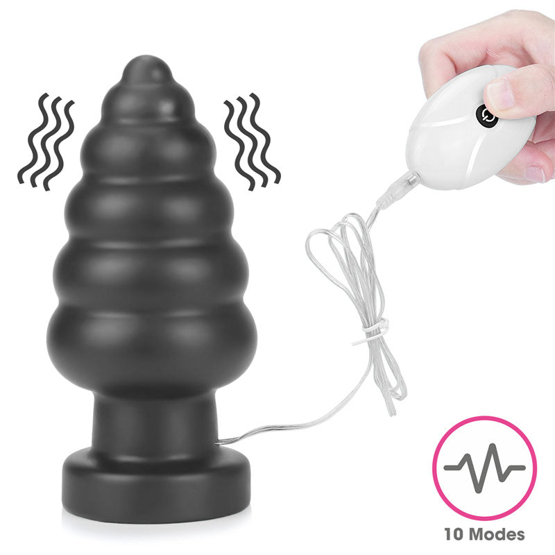 King Sized 7'' Vibrating Anal Cracker Black 17.8 Cm Xl Vibrating Butt Plug