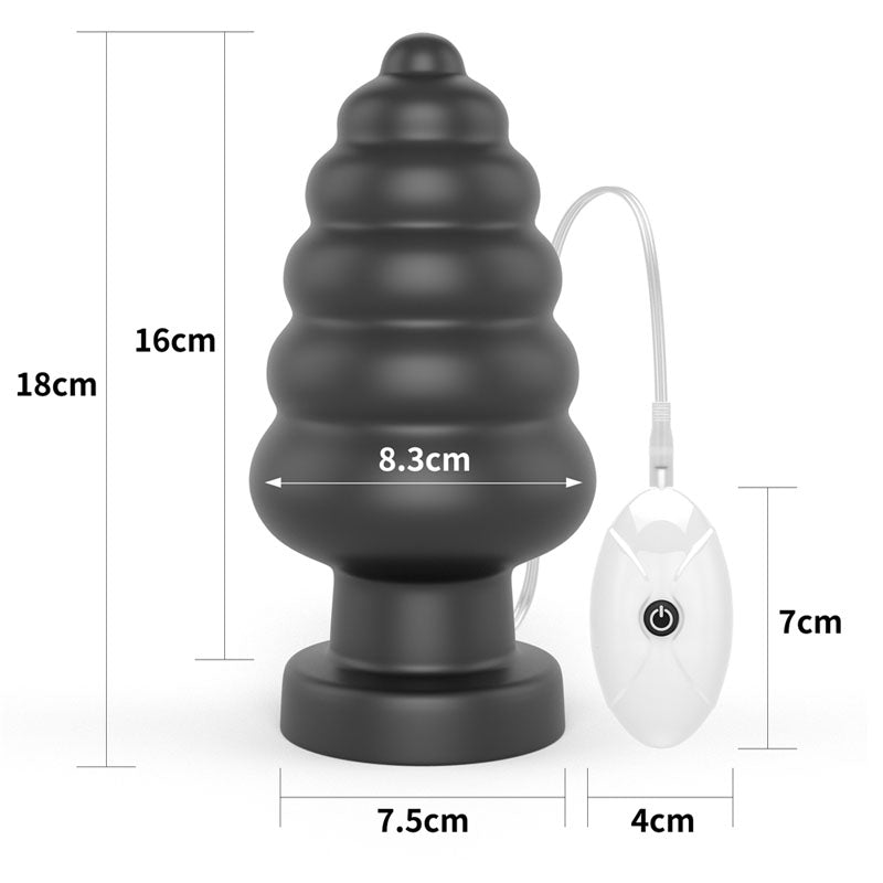 King Sized 7'' Vibrating Anal Cracker Black 17.8 Cm Xl Vibrating Butt Plug