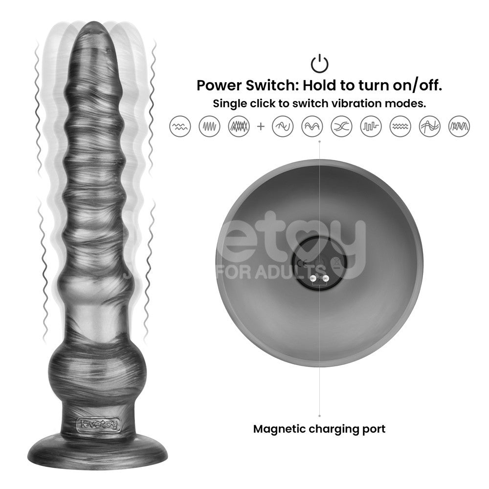 King Sized Vibrating Vibrax Slider Grey 32.3 Cm (12.5'') Usb Rechargeable Vibrating Dildo