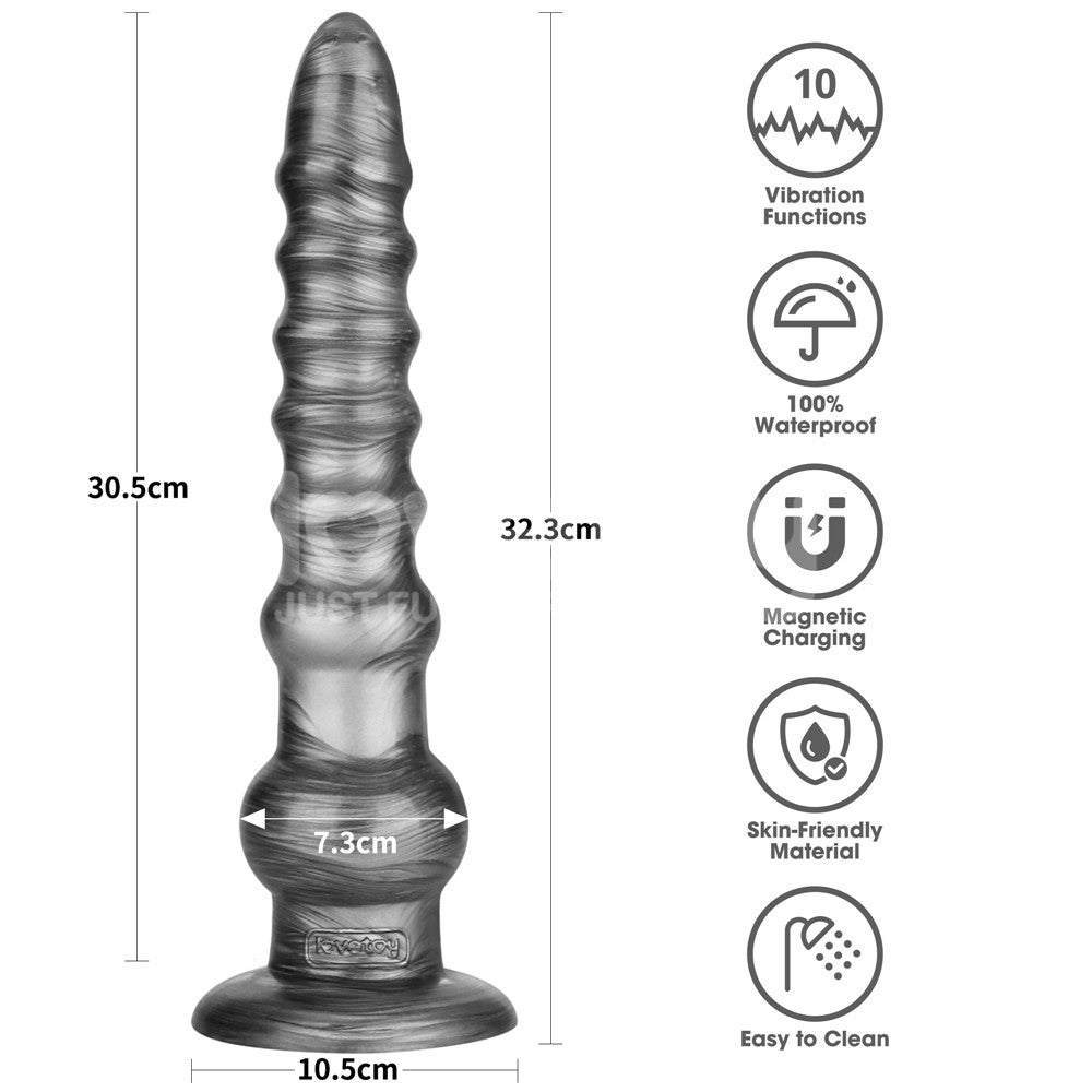 King Sized Vibrating Vibrax Slider Grey 32.3 Cm (12.5'') Usb Rechargeable Vibrating Dildo