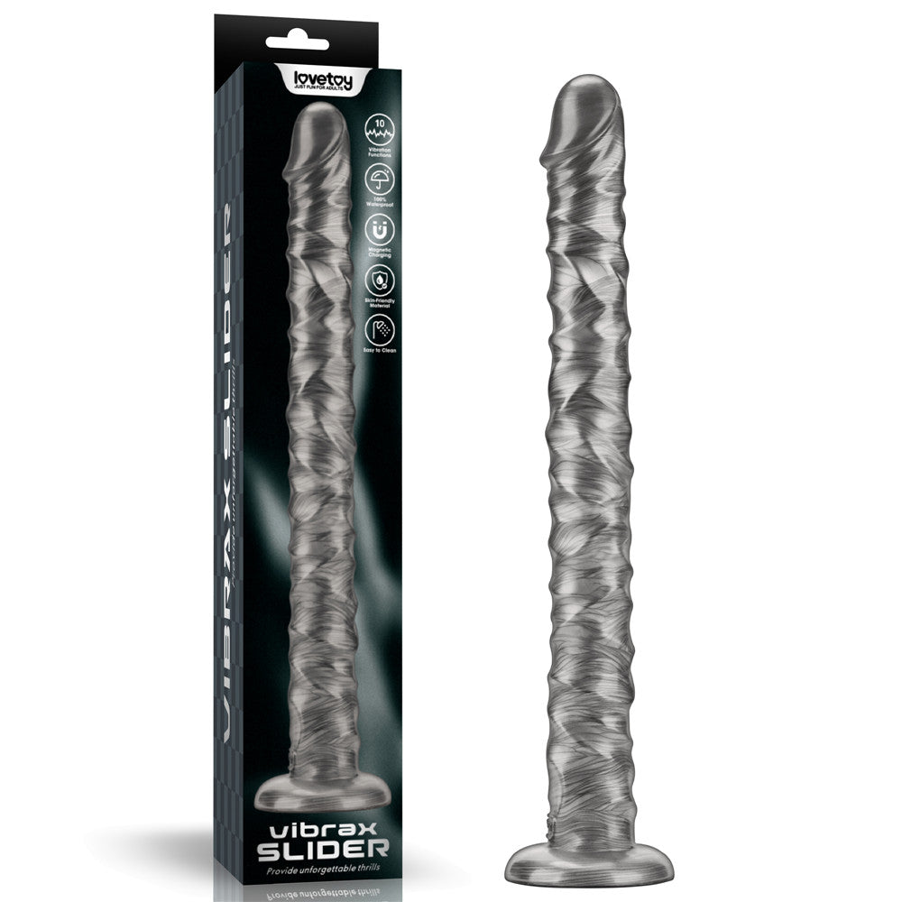King Sized Vibrating Vibrax Slider Grey 40.8 Cm (16'') Usb Rechargeable Vibrating Dildo