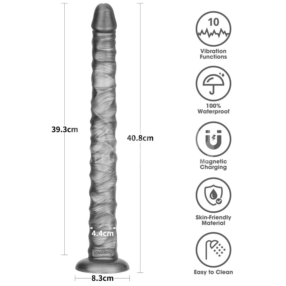 King Sized Vibrating Vibrax Slider Grey 40.8 Cm (16'') Usb Rechargeable Vibrating Dildo