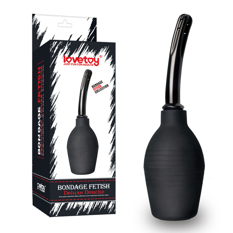 Bondage Fetish Deluxe Douche Black Unisex Curved Douche 310 Ml Capacity