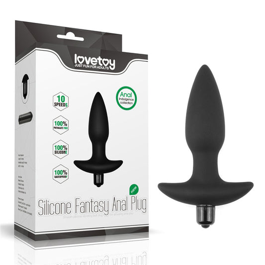 Anal Indulgence Collection Silicone Fantasy Anal Plug Black 14.5 Cm Vibrating Butt Plug
