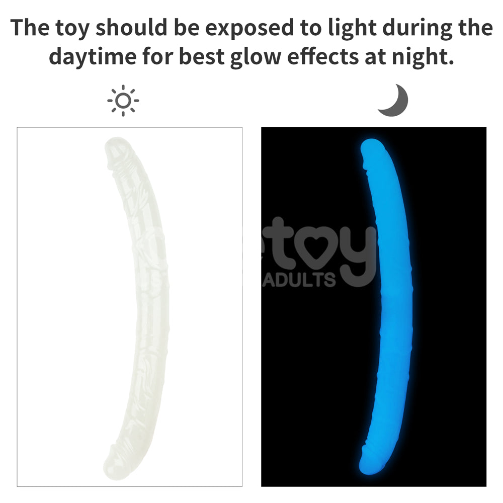 Lumino Play 18.5'' Double Dildo Glow In The Dark Blue 47 Cm Double Dong