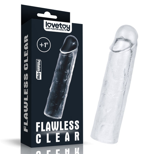 Flawless Clear Penis Sleeve 1'' Clear 2.5 Cm Penis Extender Sleeve