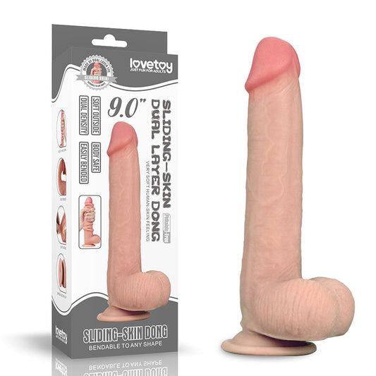 Sliding Skin Dual Layer Dong Flesh 23 Cm (9'') Dong With Flexible Skin