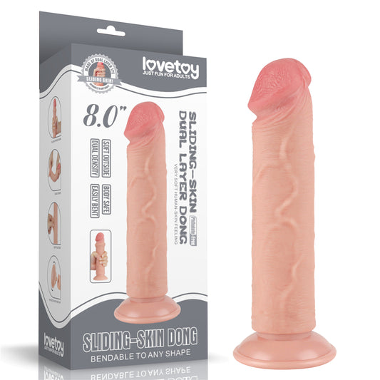 Sliding Skin Dual Layer Dong Flesh 20 Cm (8'') Dong With Flexible Skin