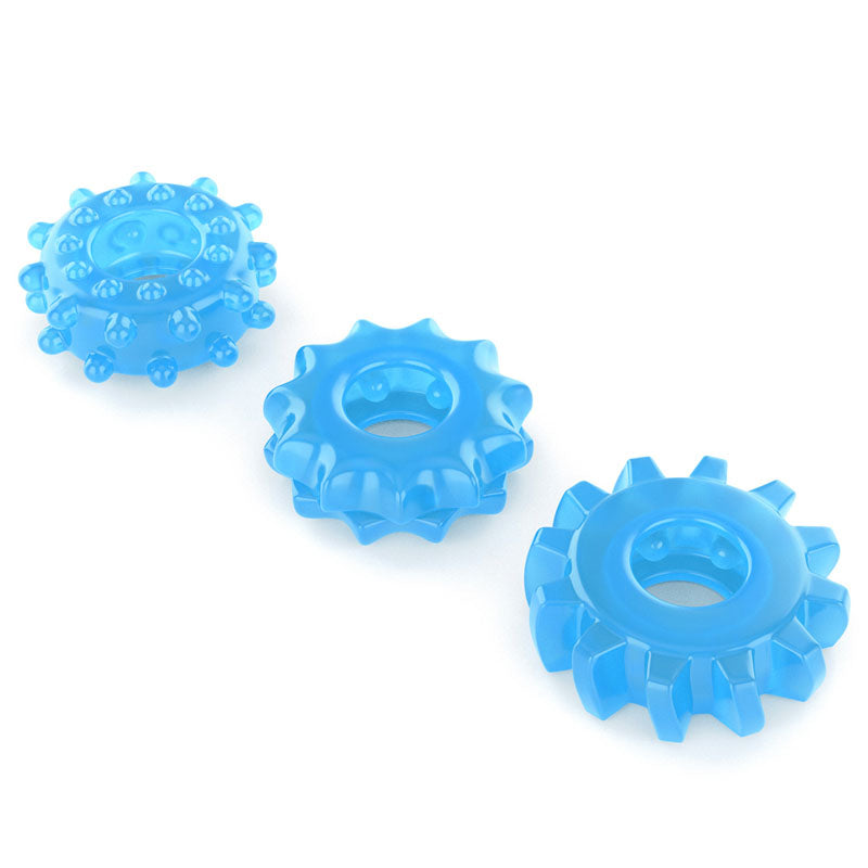 Lumino Play Penis Rings 3 Pack Glow In The Dark Blue Cock Rings Set Of 3