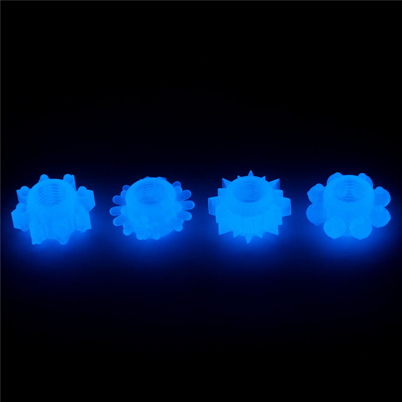 Lumino Play Penis Rings 4 Pack Glow In The Dark Blue Cock Rings Set Of 4
