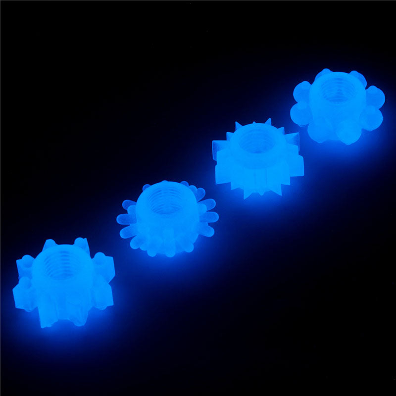 Lumino Play Penis Rings 4 Pack Glow In The Dark Blue Cock Rings Set Of 4