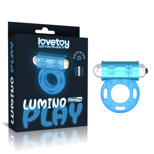 Lumino Play Vibrating Penis Ring Glow In The Dark Blue Vibrating Cock Ring