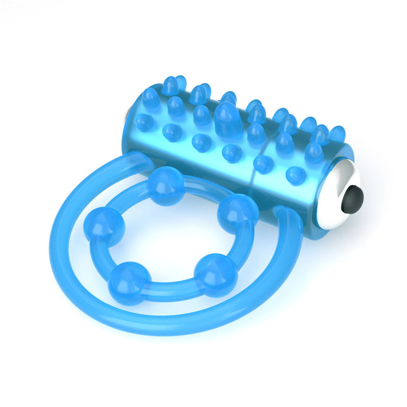 Lumino Play Vibrating Penis & Balls Ring Glow In The Dark Blue Vibrating Cock Ring