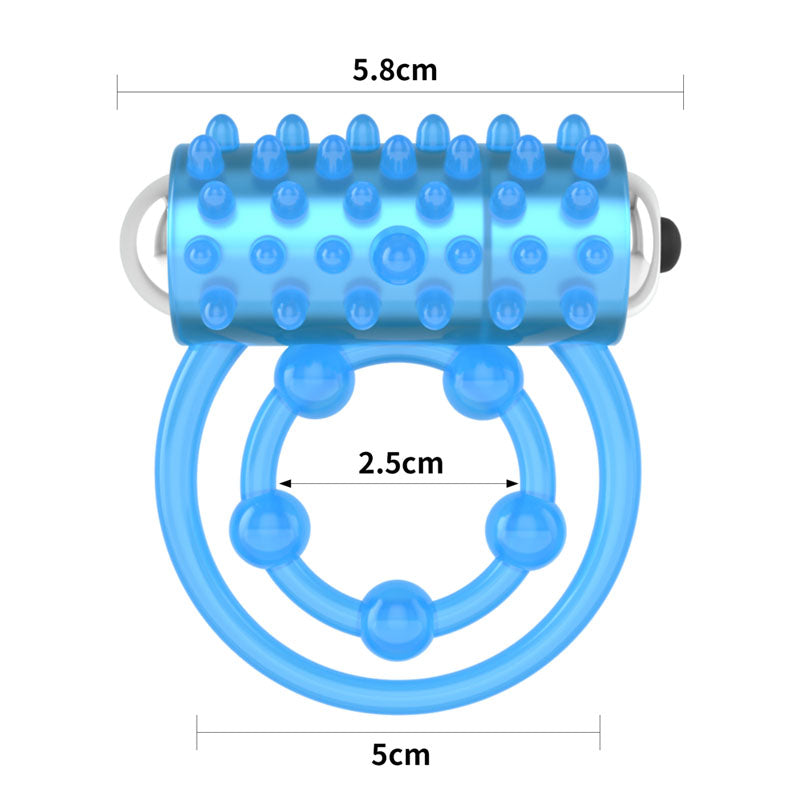 Lumino Play Vibrating Penis & Balls Ring Glow In The Dark Blue Vibrating Cock Ring