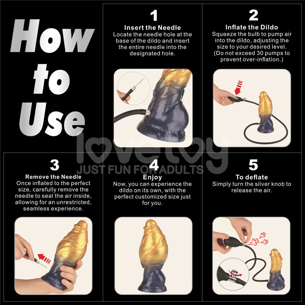 Aerosx 7.5 Inch Dual Density Inflatable Dildo Gold/Blue 24 Cm Inflatable Fantasy Dildo