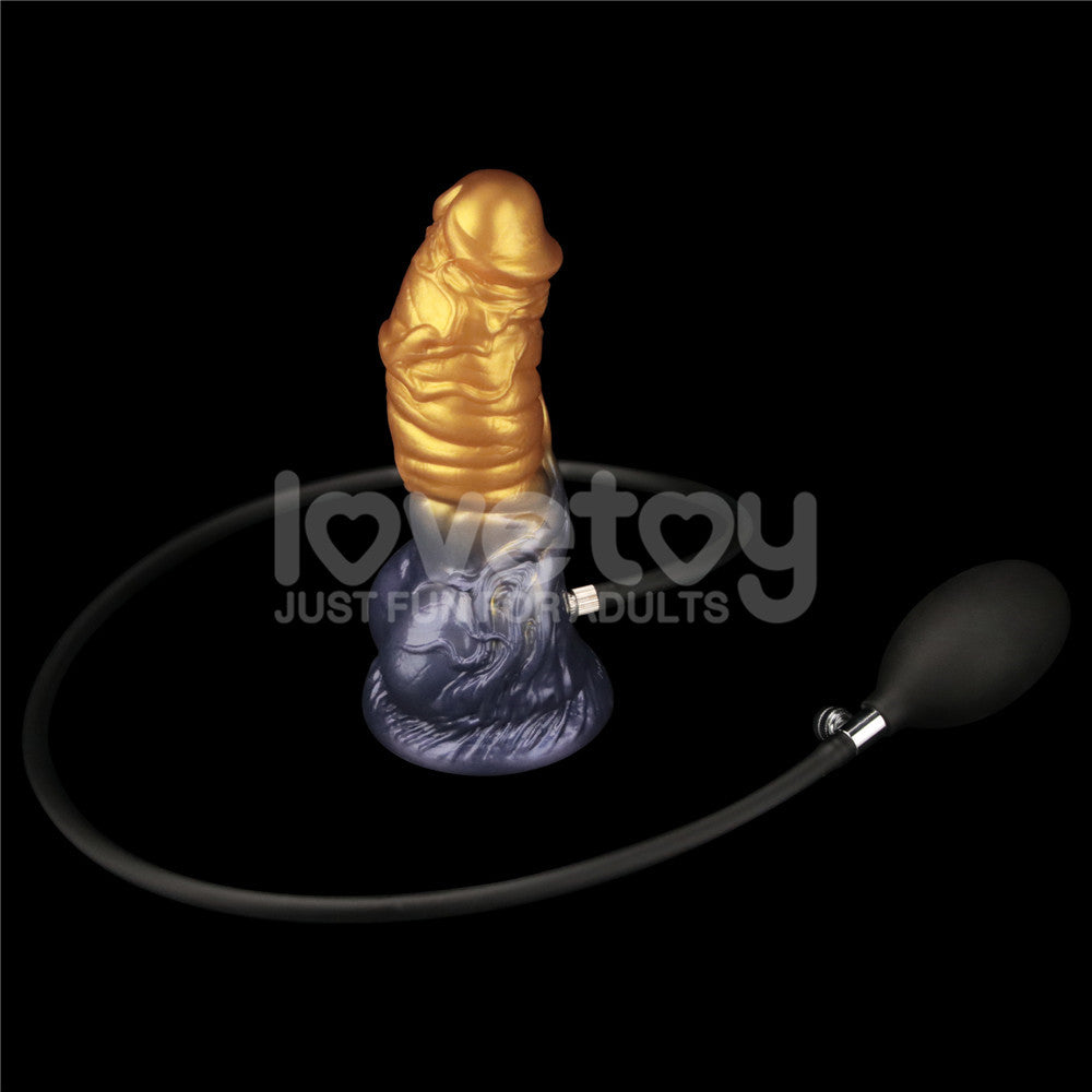Aerosx 7.5 Inch Dual Density Inflatable Dildo Gold/Blue 24 Cm Inflatable Fantasy Dildo