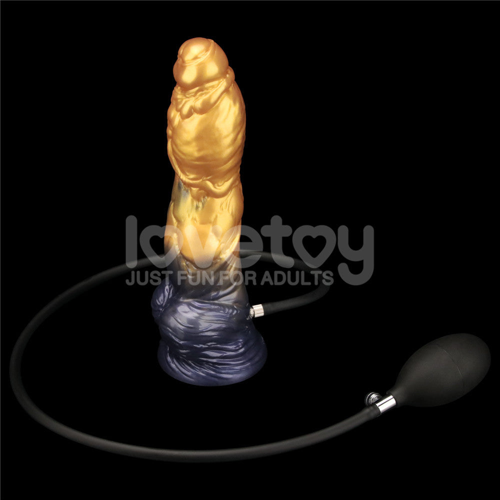 Aerosx 10 Inch Dual Density Inflatable Dildo Gold/Blue 33 Cm Inflatable Fantasy Dildo