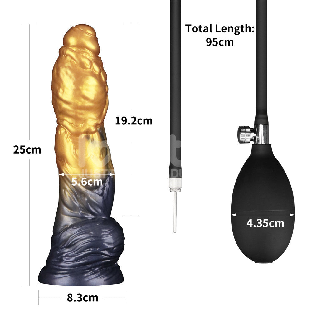 Aerosx 10 Inch Dual Density Inflatable Dildo Gold/Blue 33 Cm Inflatable Fantasy Dildo