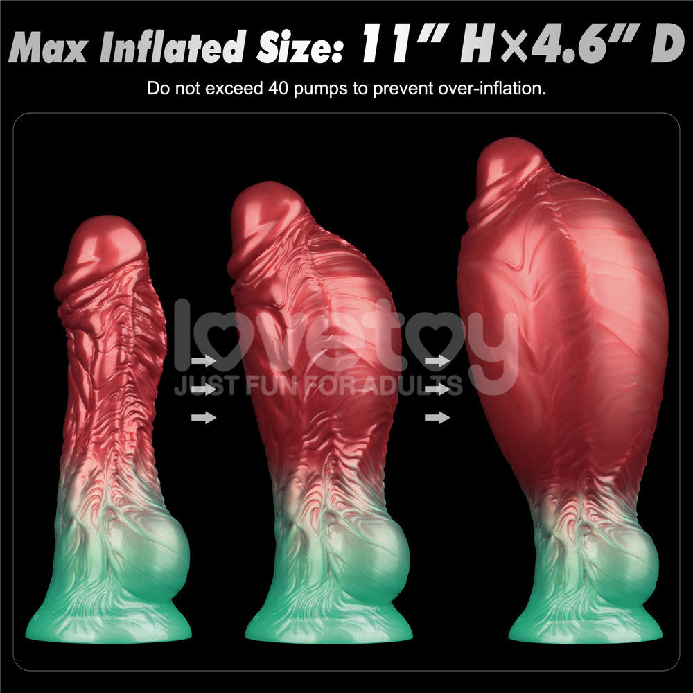 Aerosx 8 Inch Dual Density Inflatable Dildo Red/Green 28 Cm Inflatable Fantasy Dildo