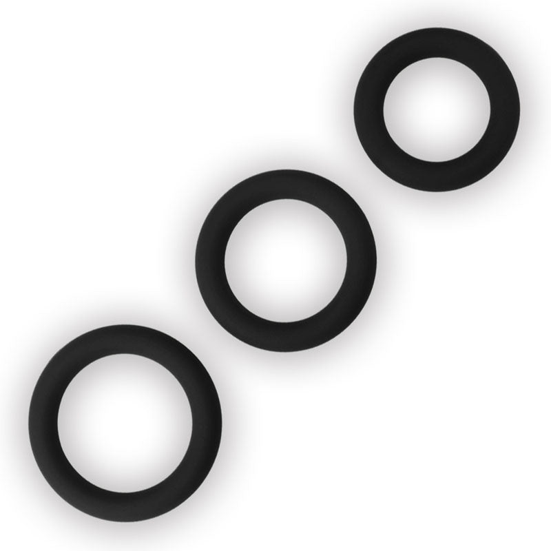 Power Plus Soft Silicone Snug Ring Black Cock Rings Set Of 3 Sizes