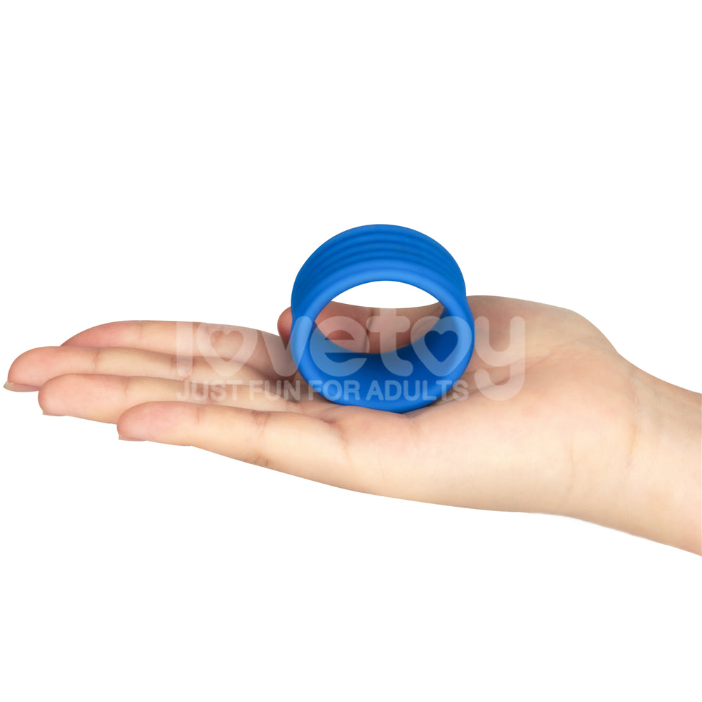 Pinnacle Pro Deep Rib Grip Blue Cock Ring