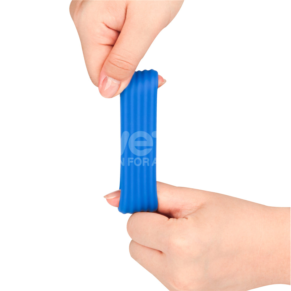 Pinnacle Pro Deep Rib Grip Blue Cock Ring