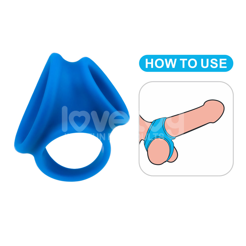Pinnacle Pro Trio Grip Enhancer Blue Cock & Balls Ring