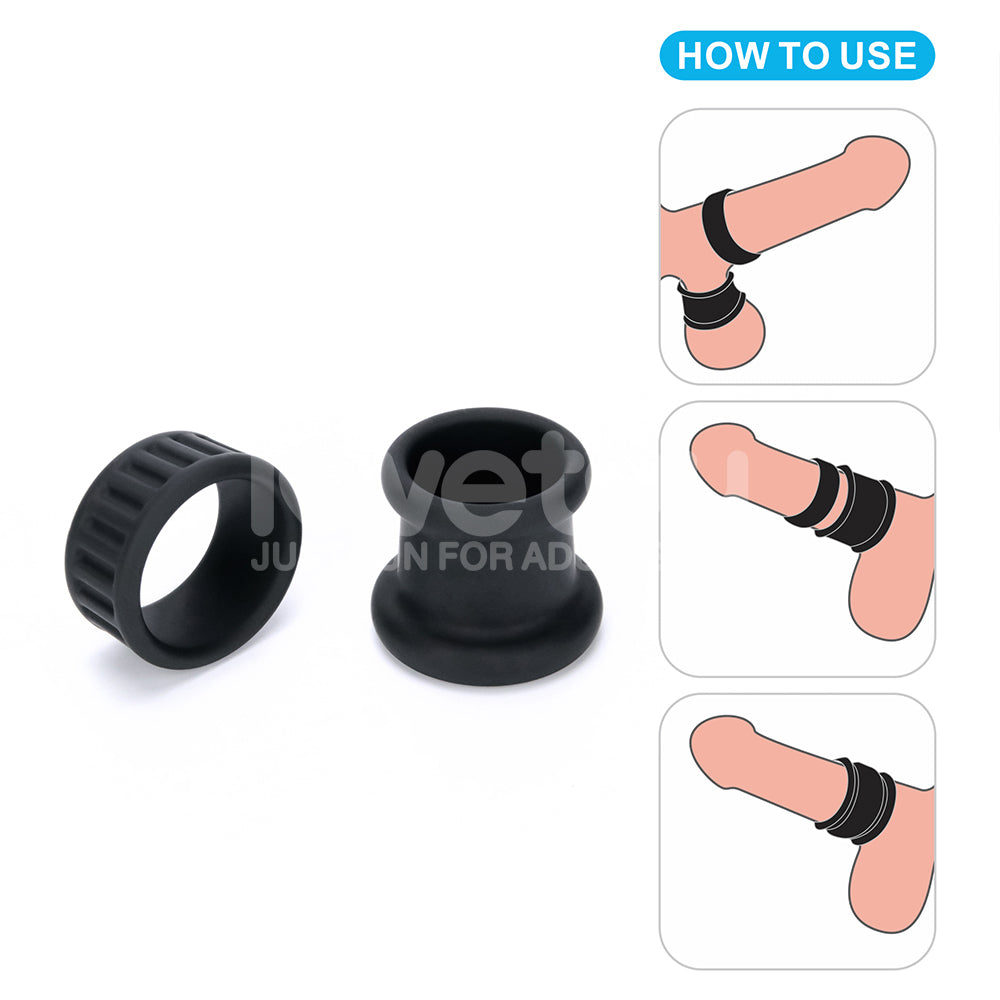 Pinnacle Pro Twin Grip Enhancer Black Cock & Balls Ring