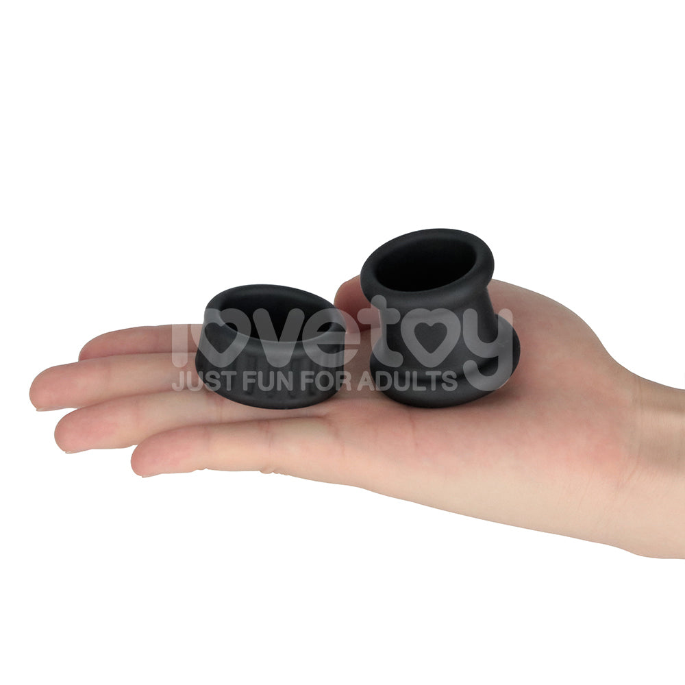 Pinnacle Pro Twin Grip Enhancer Black Cock & Balls Ring