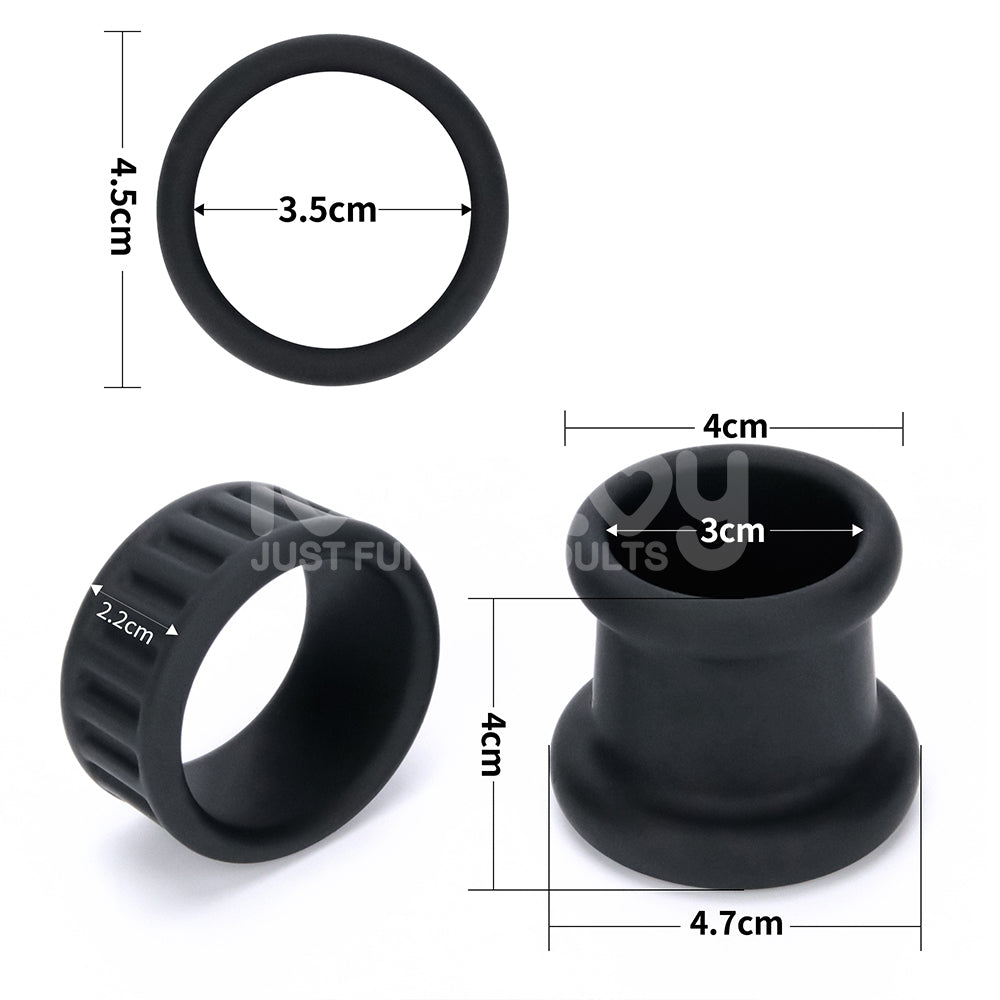 Pinnacle Pro Twin Grip Enhancer Black Cock & Balls Ring