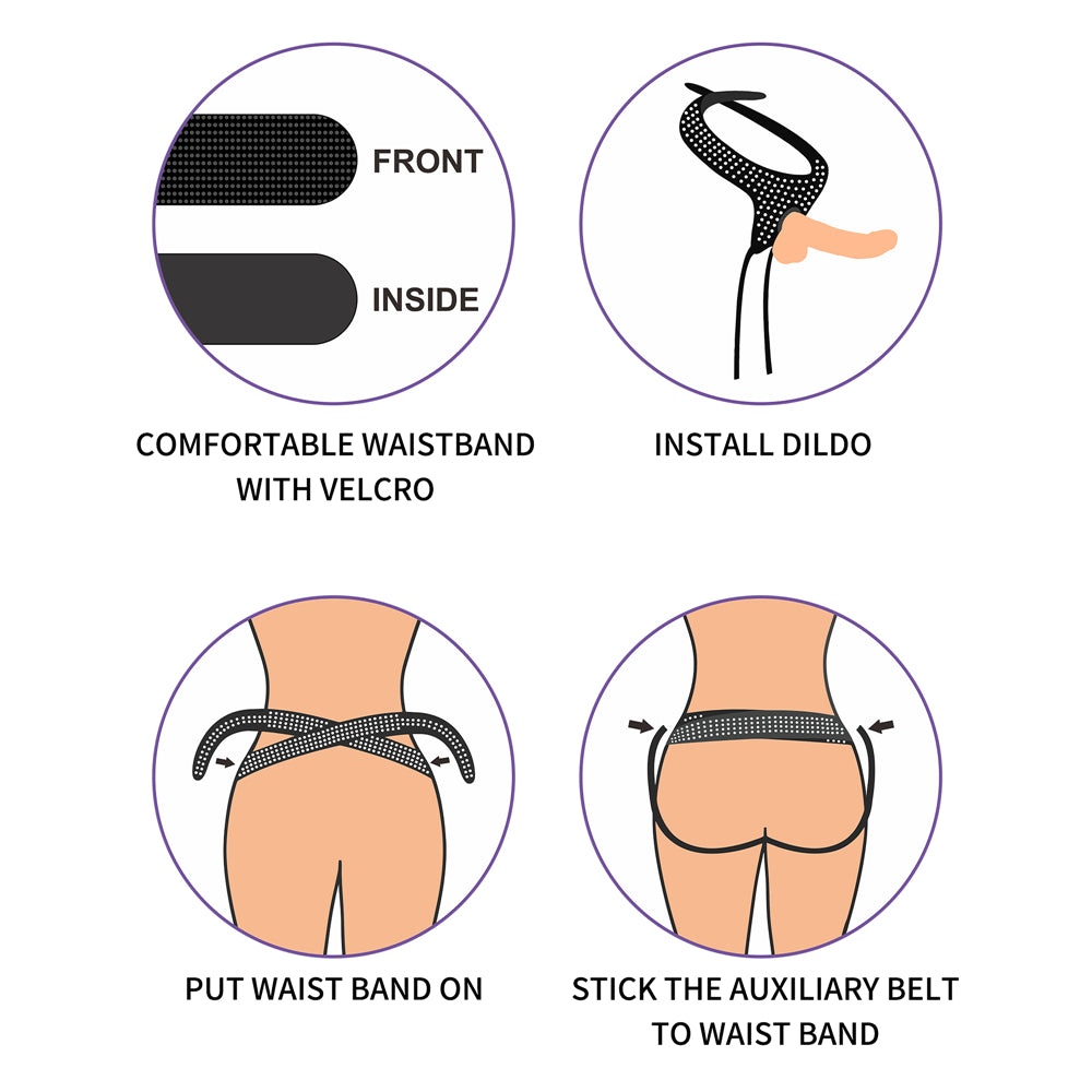 Ingen Easy Strap On Harness Black Adjustable Strap On Harness (No Probe Included)