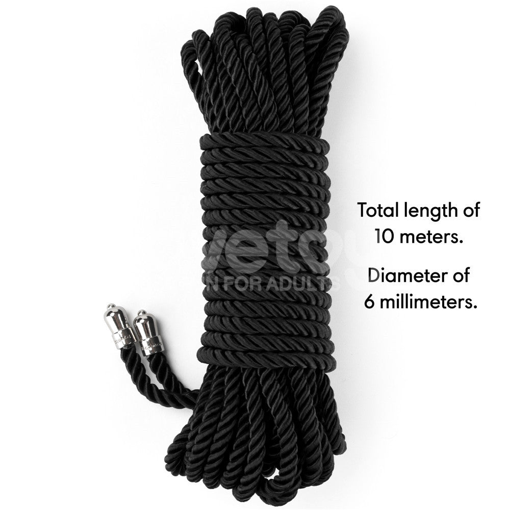 Rebellion Reign Silky Bondage Rope Black Black Bondage Rope 10 Metre Length