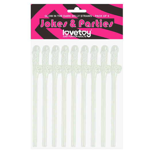Jokes & Parties Glow In The Dark Willy Straws Glow In Dark Dicky Straws Set Of 9