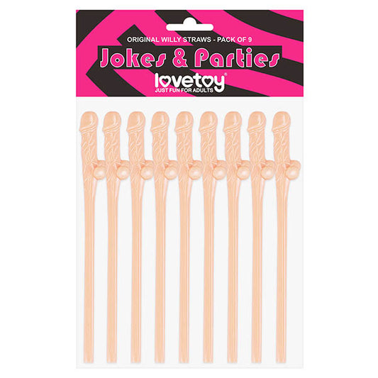 Jokes & Parties Original Willy Straws Flesh Dicky Straws Set Of 9