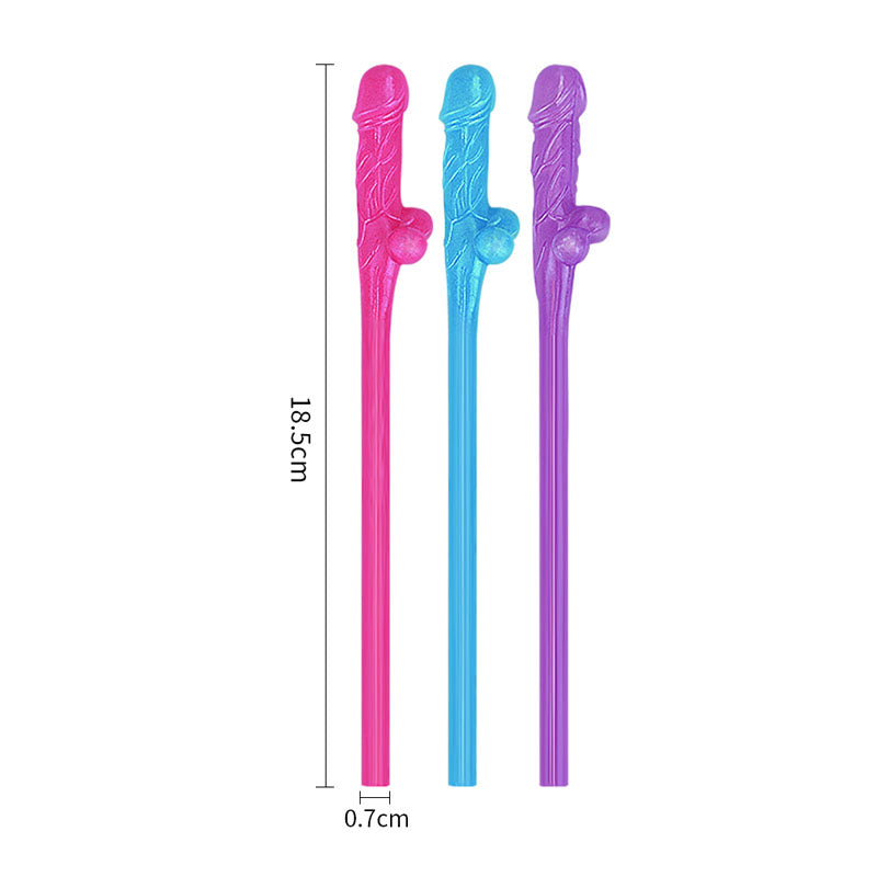 Jokes & Parties Original Willy Straws Coloured Dicky Straws Set Of 9