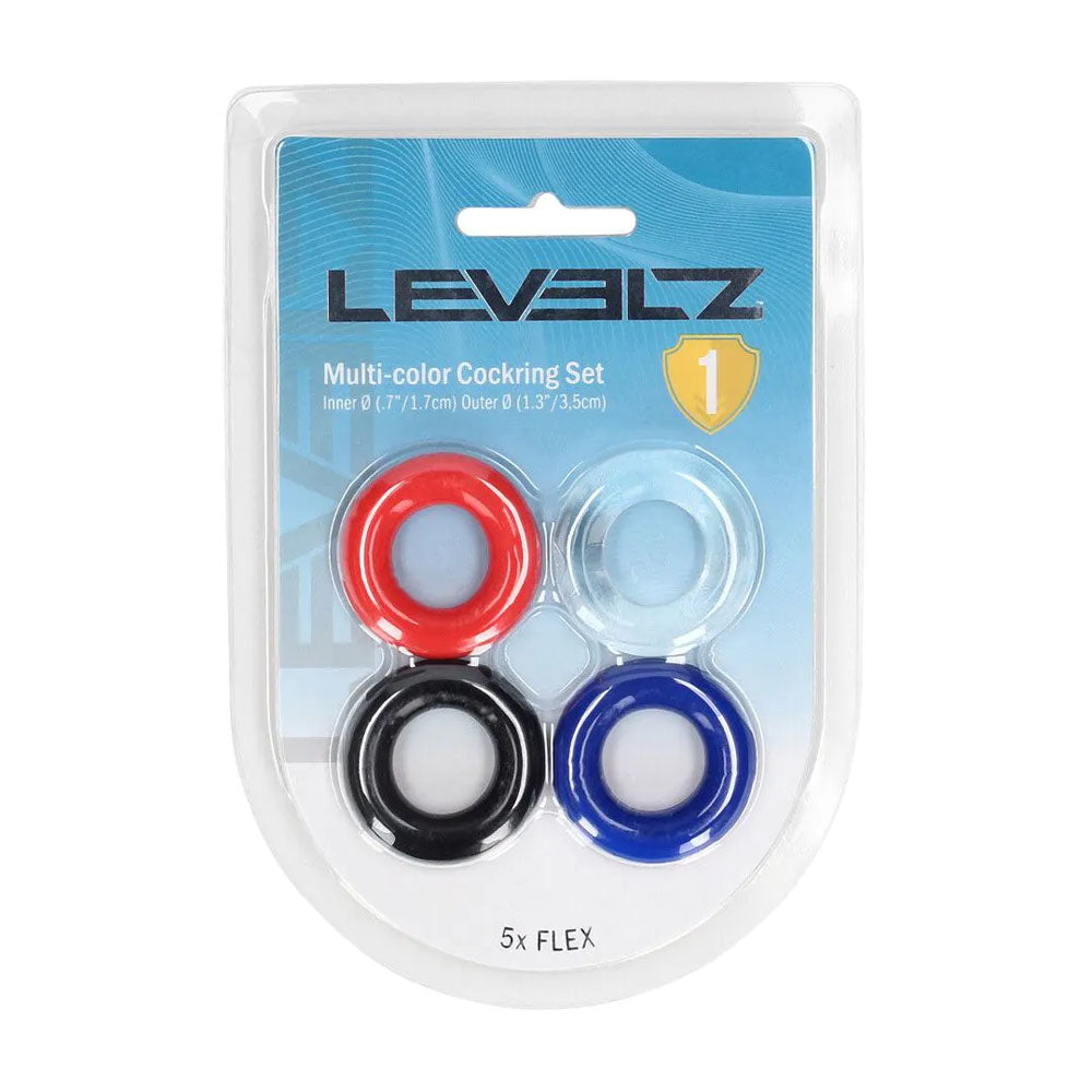 Levelz Multicolour Cock Ring Set 4 Pack Coloured Cock Rings 4 Pack