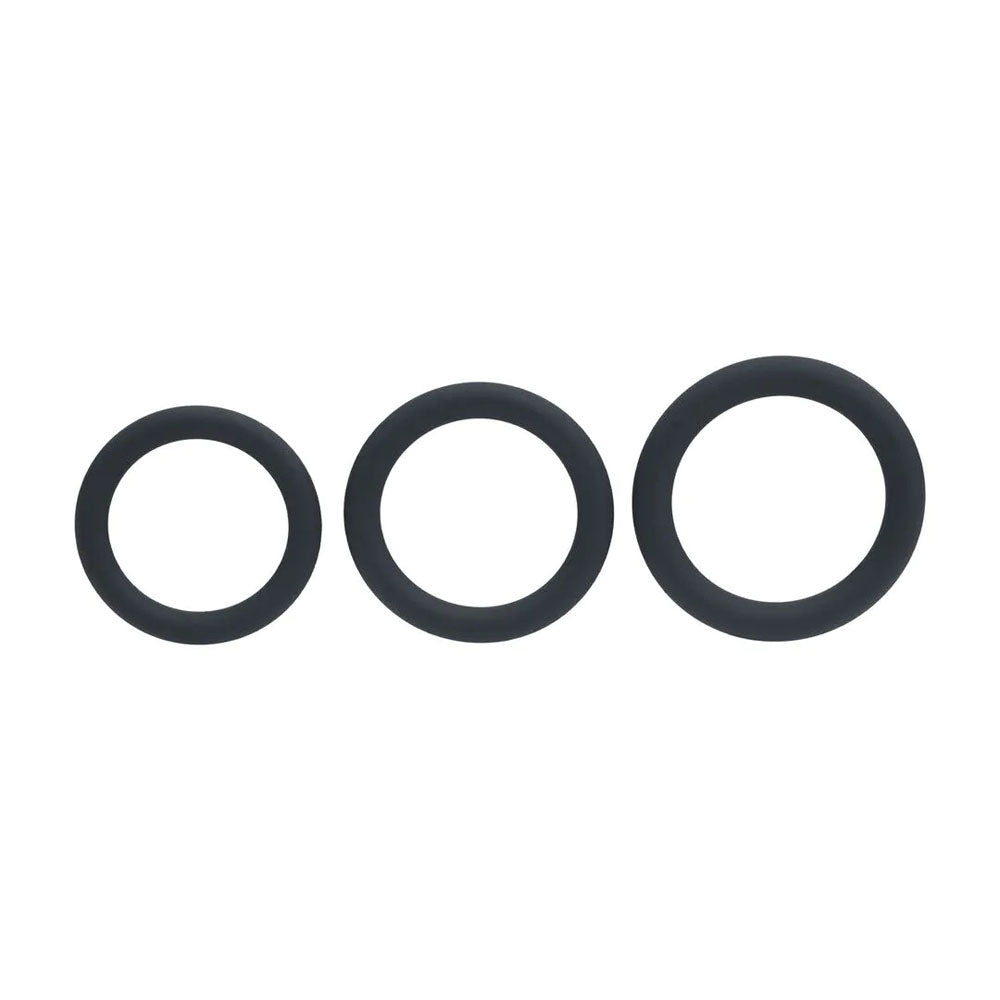 Levelz Classic Silicone Cock Ring Set L/Xl/Xxl Black Cock Rings Set Of 3 Sizes