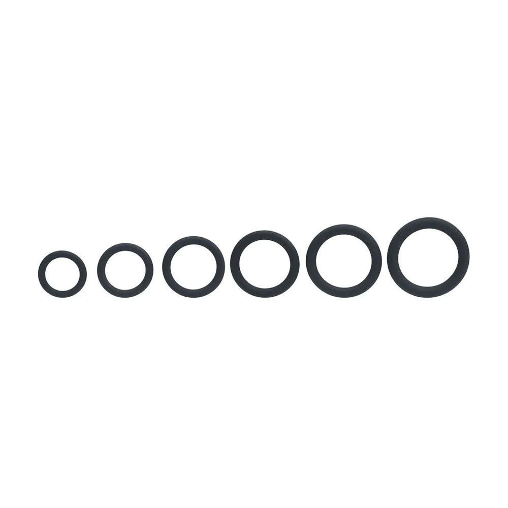 Levelz Classic Silicone Cock Ring Set Of 6 Black Cock Rings Set Of 6 Sizes