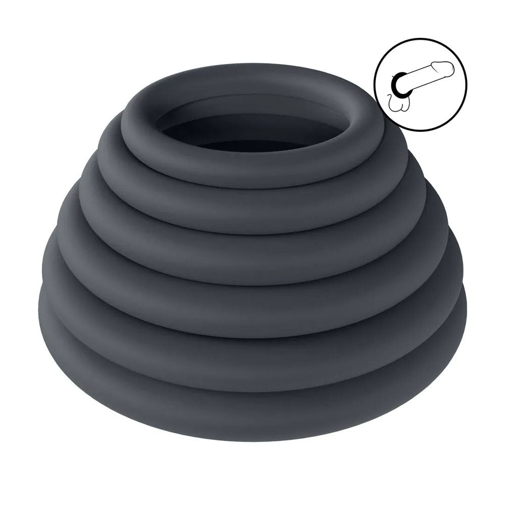 Levelz Classic Silicone Cock Ring Set Of 6 Black Cock Rings Set Of 6 Sizes
