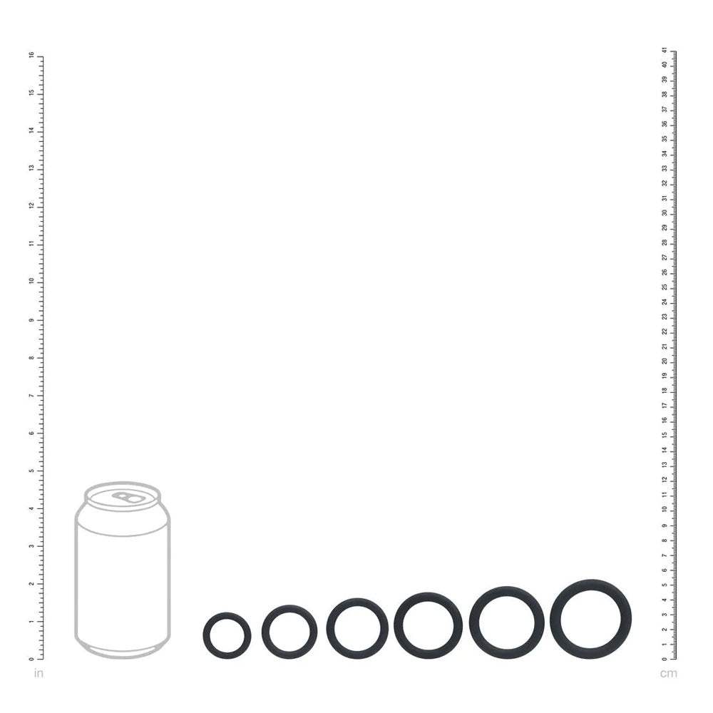 Levelz Classic Silicone Cock Ring Set Of 6 Black Cock Rings Set Of 6 Sizes