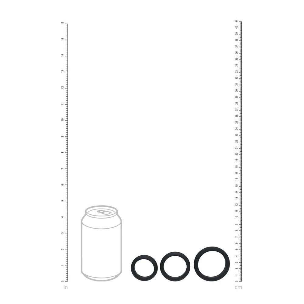 Levelz Wide O Silicone Cock Ring Set Of 3 S/M/L Black Cock Rings Set Of 3 Sizes