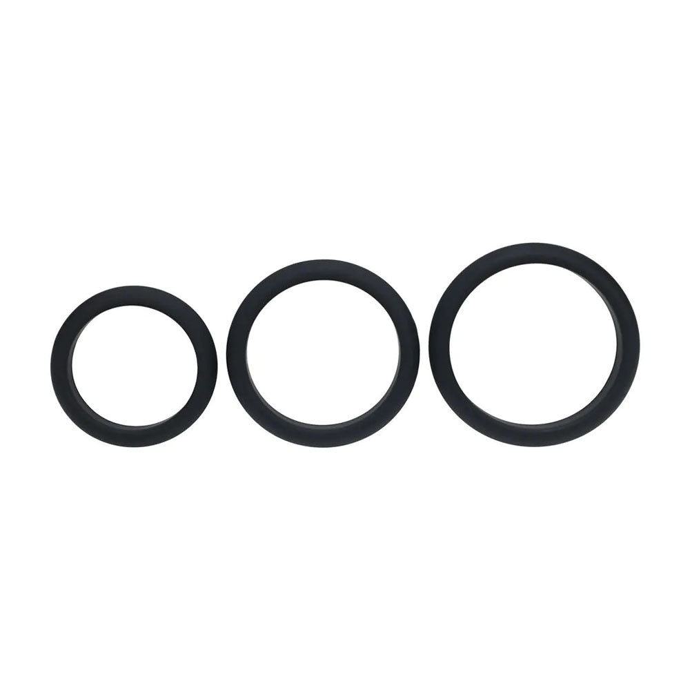 Levelz Wide O Silicone Cock Ring Set Of 3 L/Xl/2 X Black Cock Rings Set Of 3 Sizes
