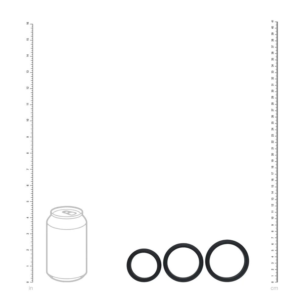 Levelz Wide O Silicone Cock Ring Set Of 3 L/Xl/2 X Black Cock Rings Set Of 3 Sizes
