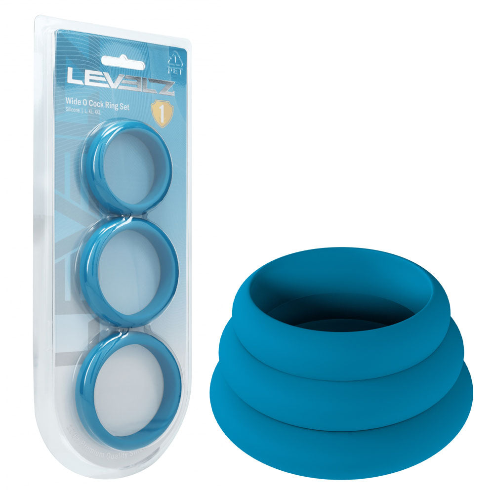 Levelz Wide O Silicone Cock Ring Set Of 3 L/Xl/2 X Teal Cock Rings Set Of 3 Sizes