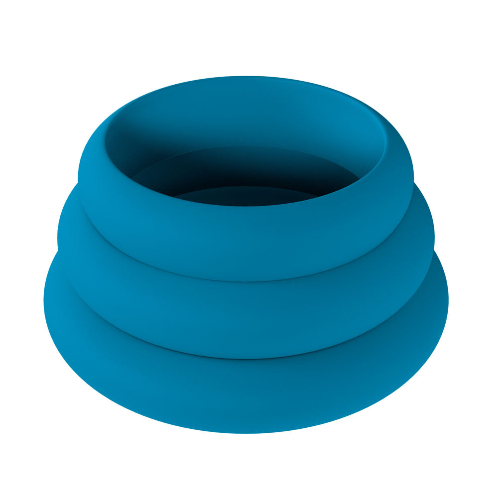 Levelz Wide O Silicone Cock Ring Set Of 3 L/Xl/2 X Teal Cock Rings Set Of 3 Sizes