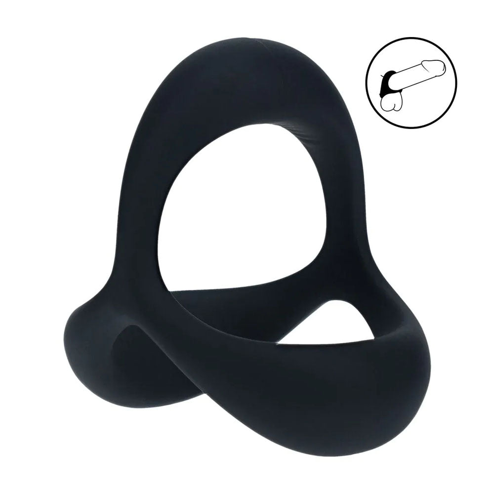Levelz Tri O Ergo Silicone Cock Ring Black Black Cock & Balls Rings