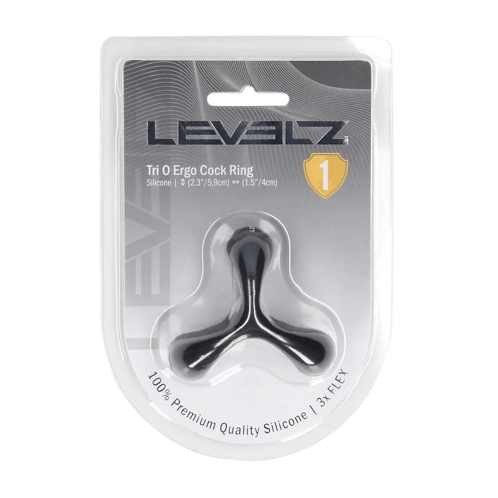 Levelz Tri O Ergo Silicone Cock Ring Black Black Cock & Balls Rings